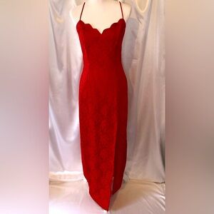 FLASH SALE!! Vintage 90s La Glo Red Corset Lace Gown Sz 5/6